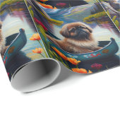 Pekingese auf dem Paddle: Ein Landschaftliches Abe Geschenkpapier (Rolleneckpunkt)
