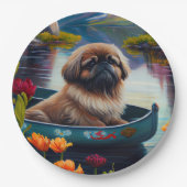 Pekingese auf dem Paddle: Ein Landschaftliches Abe Pappteller (Vorderseite)