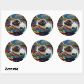 Pekingese auf dem Paddle: Ein Landschaftliches Abe Runder Aufkleber (Blatt)