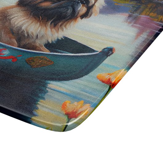 Pekingese auf dem Paddle: Ein Landschaftliches Abe Schneidebrett (Ecke)