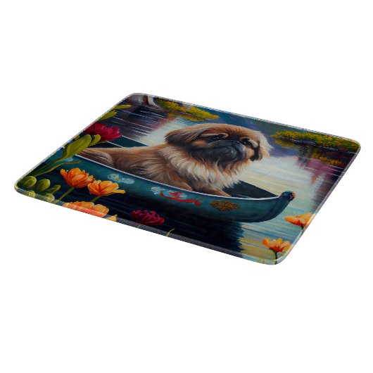 Pekingese auf dem Paddle: Ein Landschaftliches Abe Schneidebrett (Ecke)