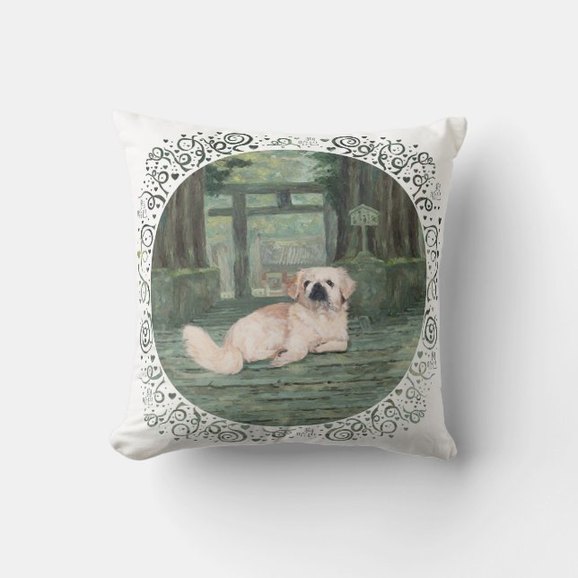 Pekingese beim Oriental Gateway Kissen (Vorderseite)