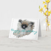 Pekingese Birthday Grußkarte Karte (Gelbe Blume)