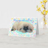 Pekingese Bubble Happy Karte (Gelbe Blume)