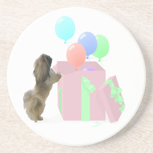 Pekingese Celebration Balloons Getränkeuntersetzer (Vorne)