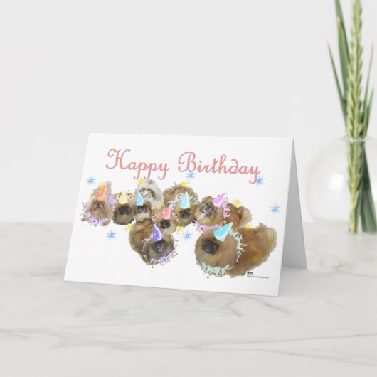 Pekingese Celebration Birthday Karte (Vorderseite)