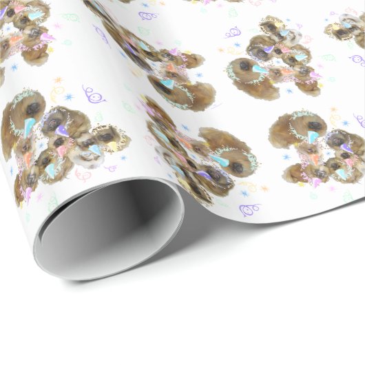 Pekingese Celebration Group Geschenkpapier (Rolleneckpunkt)
