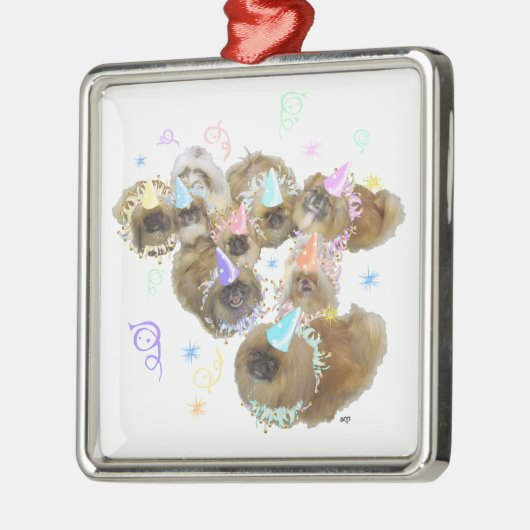 Pekingese Celebration Group Ornament Aus Metall (Links)