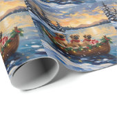 Pekingese Christmas Boat Holiday Geschenkpapier (Rolleneckpunkt)