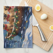 Pekingese Christmas Boat Holiday Geschirrtuch (Viertel Falte)