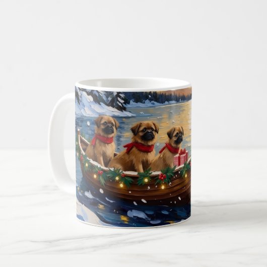 Pekingese Christmas Boat Holiday Kaffeetasse (Vorderseite Links)