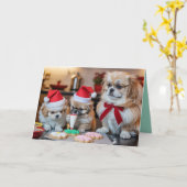 Pekingese Christmas Cookie Card Karte (Gelbe Blume)