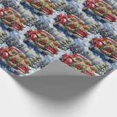 Pekingese Christmas Red Truck Holiday Geschenkpapier (Ecke)