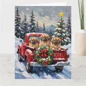 Pekingese Christmas Red Truck Holiday Karte (Vorderseite)