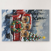 Pekingese Christmas Red Truck Holiday Puzzle (Horizontal)