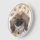 Pekingese Clock Große Wanduhr (Winkel)