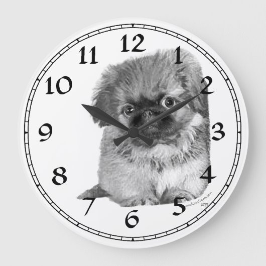 Pekingese Clock Große Wanduhr (Vorderseite)