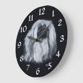 Pekingese Clock Große Wanduhr (Winkel)