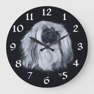 Pekingese Clock Große Wanduhr