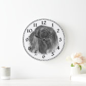 Pekingese Clock Große Wanduhr (Zuhause)