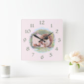 Pekingese Clock Quadratische Wanduhr (Zuhause)