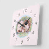 Pekingese Clock Quadratische Wanduhr (Winkel)