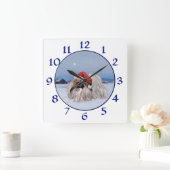 Pekingese Clock Quadratische Wanduhr (Zuhause)