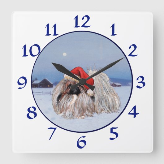 Pekingese Clock Quadratische Wanduhr (Vorderseite)