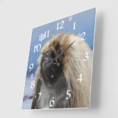 Pekingese Clock Quadratische Wanduhr (Winkel)
