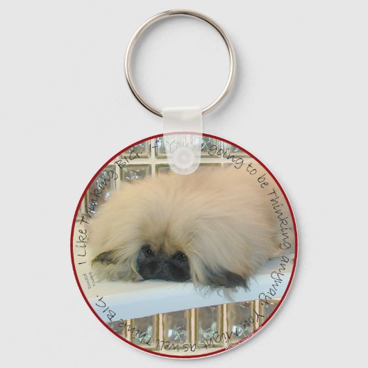 Pekingese Denken Big Schlüsselanhänger (Vorderseite)
