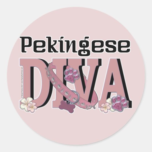 Pekingese DIVA Runder Aufkleber (Vorderseite)