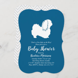 Pekingese Dog Baby Shower Boy Blue Einladung