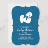 Pekingese Dog Baby Shower Boy Blue Einladung (Vorderseite)