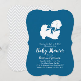 Pekingese Dog Baby Shower Boy Blue Einladung