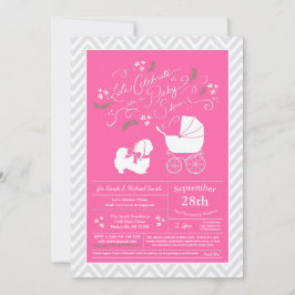 Pekingese Dog Baby Shower Girl Pink Einladung