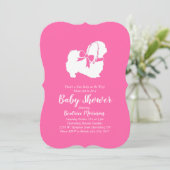 Pekingese Dog Baby Shower Girl Pink Einladung (Stehend Vorderseite)