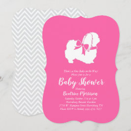 Pekingese Dog Baby Shower Girl Pink Einladung