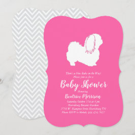 Pekingese Dog Baby Shower Girl Pink Einladung