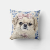 Pekingese Dog Blue Toile Kissen (Vorderseite)