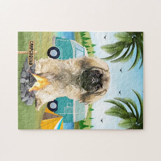 Pekingese Dog Camping Puzzle (Horizontal)