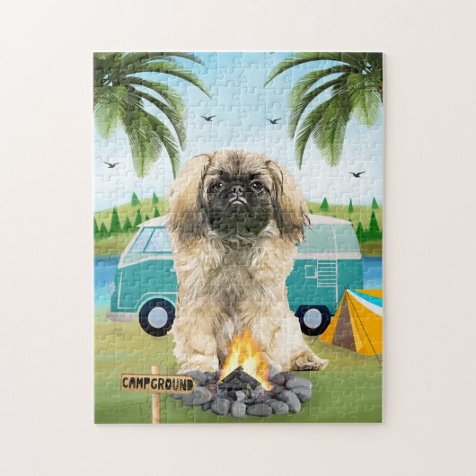 Pekingese Dog Camping Puzzle (Vertikal)