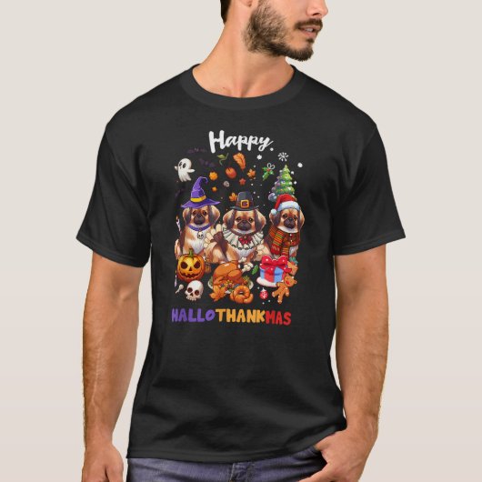 Pekingese Dog Christmas Happy Hallothankmas Dog Th T-Shirt (Vorderseite)