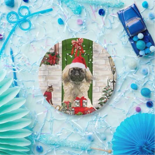 Pekingese Dog Christmas Pappteller (Party)
