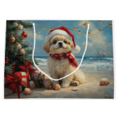 Pekingese Dog Christmas Vintag Beach Große Geschenktüte (Vorderseite)