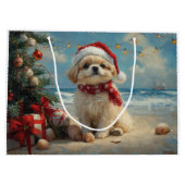 Pekingese Dog Christmas Vintag Beach Große Geschenktüte (Rückseite)