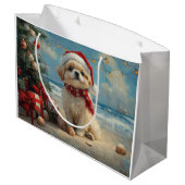 Pekingese Dog Christmas Vintag Beach Große Geschenktüte (Rückseite Schrägansicht)