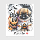 Pekingese Dog Halloween Square Aufkleber (Blatt)