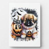 Pekingese Dog Halloween Square Fotoplatte (Vorderseite)