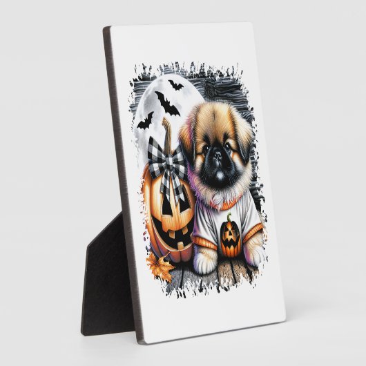 Pekingese Dog Halloween Square Fotoplatte (Seite)