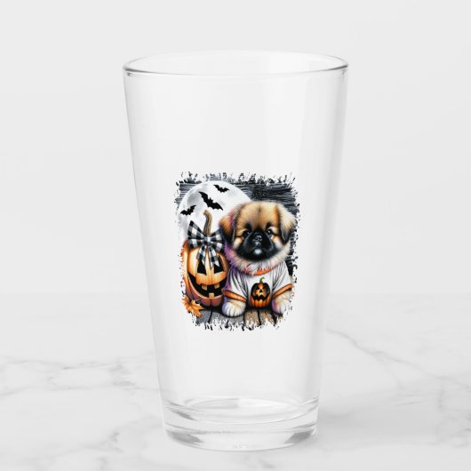 Pekingese Dog Halloween Square Glas (Vorderseite)